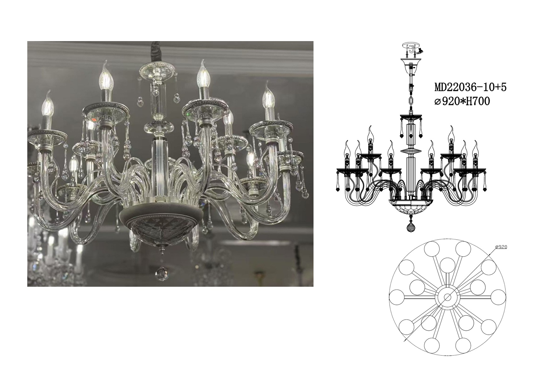 Хрустальная люстра в классическом стиле Silver Palazzo D92